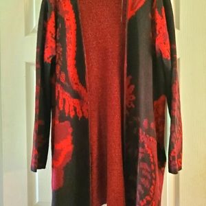 Women's Large BYdesign black red open cardigan